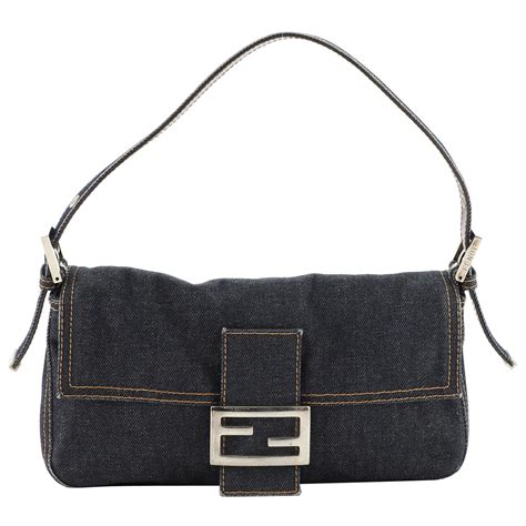 fendi baguette with long strap|Fendi denim baguette.